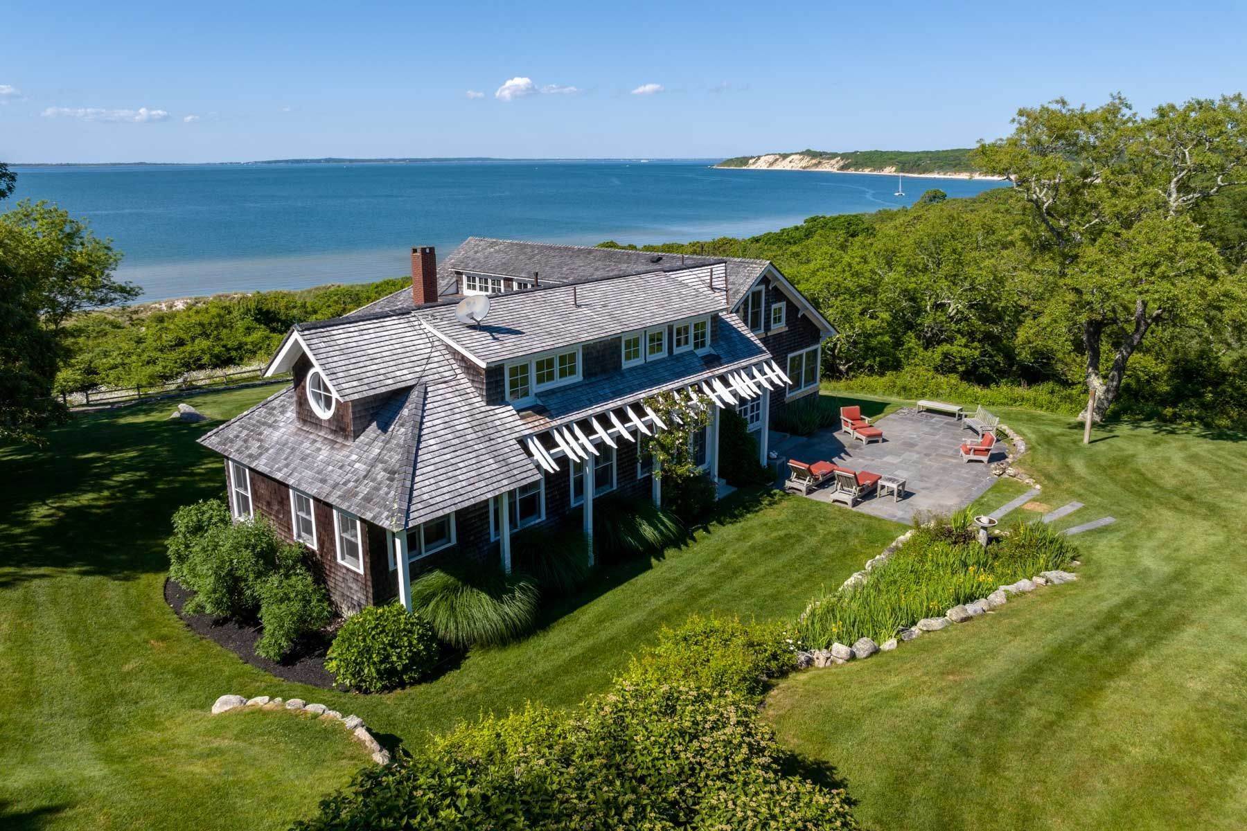 Single Family Homes for Sale at Waterfront on Vineyard Sound with Private Beach 104 Old Herring Creek Road West Tisbury, Massachusetts 02575 United States